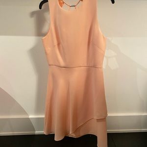 Halston peach asymmetrical short dress in peach